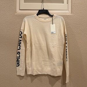 NWT Zadig & Voltaire Gaby Girls Can Do Cream Crew Neck Sweater